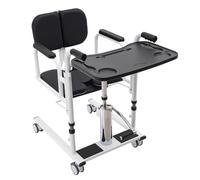 Hydraulic Patient Lift Transfer Chair for Home, Multifunctional Bedside Commode Wheelchair, 180° Open & Close, Adjustable Lifting Height Transfer Aid w/Potty Dining Table for Home Elderly (Black)