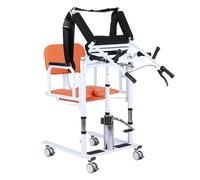 Hydraulic Patient Lift Transfer Chair for Seniors, Bedside Lift Aid for Nursing Paralyzed Elderly, Portable Bedside Commode, 180° Split Seat Elderly Assistance Products, Adjustable Height (Orange, A)