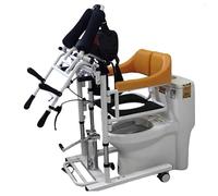 Hydraulic Patient Lift Transfer Chair for Seniors, Multifunctional Bedside Commode Wheelchair, 180° Split Seat, 40-65 cm Lifting Height, 200 kg Capacity, with Dining Table, Potty and Cushions
