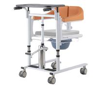 Hydraulic Patient Lift Transfer Chair with Adjustable Height, Split Seat, and Locking Casters for Elderly Home Care and Convalescent Institutions