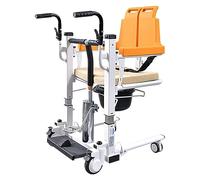 Hydraulic Patient Lift Wheelchair for Home w/180° Split Seat and Bedpan Portable Transfer Chair Bedside Commode 130kg/286lbs for Elderly Disabled