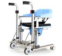 Hydraulic Patient Lift Wheelchair, Home Portable Transfer Wheelchair W/180° Split Seat, Bedside Commode Bathroom Chair for Nursing Paralyzed Elderly