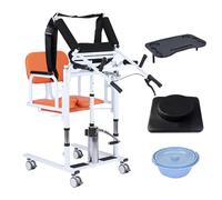 Hydraulic Patient Lift with Assisted Upper Body Lift Rack with Hydraulic Lift and Universal Wheels, Bedside Lift Aid for Nursing Paralyzed Elderly (Orange)