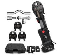 Hydraulic Pipe Crimper - Cordless Battery-Powered Press Tool with 3 Jaws and 2 Batteries for Portable Plumbing Tasks