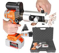 Hydraulic Pipe Crimping Tool- 12T, 380nm, with 11 Dies (16-300mm²) + 2 Batteries, 360° Rotatable Clamp, 4-Dimensional Heat Dissipation(Prevent Burn-in),for Mechanical Industry,A
