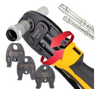Hydraulic Pipe Crimping Tool, Battery Powered for Stainless Steel Pipes, Includes 3 Jaws DN15, DN20, DN25, Ideal for Plumbing Applications, 2 x 12V Power Supply