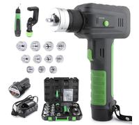 Hydraulic Pipe Expander Kit with 11 Replaceable Heads, 3/8" to 1-1/8", High Capacity Lithium Battery, Pipe Cutter for Copper and Aluminum Pipe