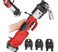 Hydraulic Pipe Press Tool, Cordless Crimping Tool Kit with 3 Crimps and 2 Batteries for Stainless Steel Piping Systems