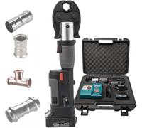Hydraulic Pipe Press Tool for Plumbing Copper Pex Multilayer Crimping, with Press Jaws, Batteries, Charger and Carrying Case