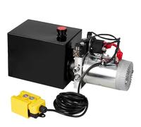 Hydraulic Power Unit, 12V Double Acting Pump for Dump Trailers, Metal Reservoir Horizontal Mount, Remote Control, 6 Quart Capacity