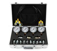 Hydraulic Pressure Test Kit 100/250/400/600bar, 4 Gauges 13 Couplings 3 Test Hoses Hydraulic Gauge Kit for Excavator Construction Machinery Ships Mine