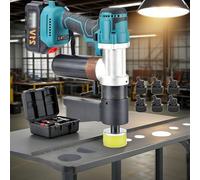 Hydraulic Punch Tool Kit - Electric Hole Punch with 2 Batteries & 6 Dies (16-32mm), 150mm Throat for Fast Hole Punching in Steel Plates & Conduit