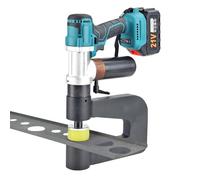 Hydraulic Punch Tool Kit - Fast Hole Punching Tool for Steel Plates & Conduit, 2 Batteries & 6 Dies (16-32mm), 150mm Throat, One-Press Start
