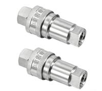 Hydraulic Quick Connect Coupler M16x1.5 Female 2 Set Steel | Carbon steel build, rust resistant, high for temp tolerance, auto shut-off valve, prevents leakage
