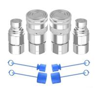 Hydraulic Quick Connect Couplings 2 Sets Flat Face NPT With Dust Featuring Valve Design To Minimize Pressure Drop And Secure Locking Sleeve For Safety (NPT1/4)