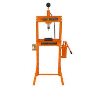 Hydraulic Shop Press 20 Ton Tonne 20,000kg Floor Mount Heavy Duty Steel Detachable Pressure Gauge Hand Pump Adjustable 0-1015mm Vertical Work Area Workshop Garage FREE Tool Set 8 Mandrels & 1 Adapter