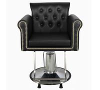 Hydraulic Swivel Salon Chair with Height Adjustment, 360° Rotation, PU Leather and Stainless Steel Frame for Hair Styling in Retro Design
