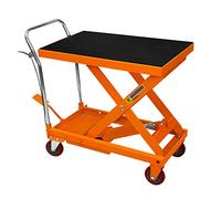 Hydraulic Table Lift Scissor Platform 500KG 1100LBS Mobile Cart Trolley Truck Multi Height Position Locking Manual Foot & Hand Pedal Removable Anti-Slip Rubber Mat 4 Wheels 2 Locking 81cm x 51cm Bench