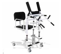 Hydraulic Transfer Chair Mobility Aid, Transfer Wheelchair for Adults with 180° Split Seat, 41-65cm Height Adjustment, Removable Cushion & Potty, 200kg Capacity for Nursing Care