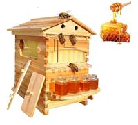 Hydravex Automatic Wooden bee hive House kit with 7 PCS Upgraded Auto Frame Comb-Beehive Box Honey Harvesting, Flow Beehive Starter Kit with Observation Window & Honey Tap