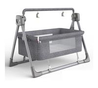 Hydravex Baby Bedside Sleeper, Next to Me Crib, Breathable Mesh, Safe & Stable Design, Electric Baby Swing Bedside Cradle Baby Crib with 5 Swaying Gears and Mosquito Grey