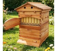 Hydravex Bee hive, Starter Kit Include 7 Auto Frame Natural Wood Bee Hives Boxes | Automatic Flow Hive Beehive Kit with Observation Windows and Self-Flow Device