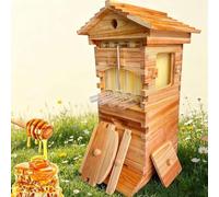 Hydravex Bee Hive, Starter Kit Include Auto Frame Natural Wood Bee Hives Boxes with Observation Windows and Self-Flow Device for Backyard Beekeepers