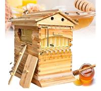 Hydravex Bee Hives Starter Beekeeping Kits, Flowing Honey Bee Hive Box Starter Kit, with 7 Brood Frames Built-in Honey Extraction System System for Backyard Beekeeping Cabin Style Beehive
