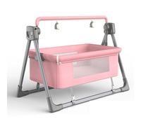 Hydravex Electric Bluetooth Smart Next to Me Crib, Baby Bedside Crib for Newborn, Baby Co-sleeper Cot with Mattress, Bassinet Cradle with Remote, 5 Swaying Gears and Lullaby Music Pink