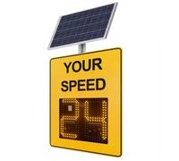 Hydravex Solar Powered Radar Speed Limit Sign,LED Radar Feedback Sign Traffic Feedback Warning Board Solar Speed Radar Display for Traffic, Highway, High Brightness Reflective Yellow-500mm*700mm