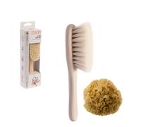 Hydréa London Baby Bliss - Bed + Bath Newborn Gift Set - Natural Baby Brush + Mediterranean Sea Sponge