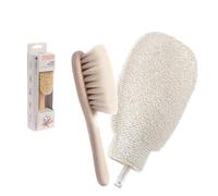 Hydréa London Baby Bliss Bed + Bath Newborn Gift Set - Baby Brush + Bamboo Wash Mitt