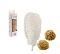 Hydréa London Baby Bliss - Newborn BathTime Gift Set - Mediterranean Sea Sponge Set + Soft Bamboo Wash Mitt