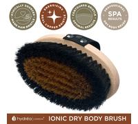 Hydrea London Ionic Copper Glow Dry Body Brush - Skin Exfoliating & Energising Copper Bristle, Lymphatic Drainage, Dry Massage - Anti-Cellulite