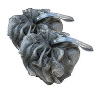 Hydréa London Large Exfoliating Body Puff/Scrunchie/Buffer - Bath & Shower Twin Pack (Grey)