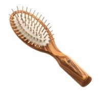 Hydréa London Olive Wood Travel Hair Brush with Wooden Pins & No-Pull Comfort Cushion - Luxury Anti-Static Detangler Hairbrush Designed for Women and Men