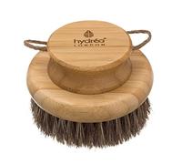 Hydréa London Round Natural Body Brush with Mane/Cactus Bristle for Dry Brushing to Exfoliate, Remove Dead Skin, Cellulite and Aid Lymphatic Drainage.