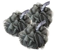 Hydrea London Shower Pouf - Exfoliating Body Scrubber for Men & Women - Cleansing & Invigorating Luxury Shower Scrub - Ultra-Soft, Large, & Vegan Bath Scrunchie - Bathing Skin Buffer, Triple Pack Grey