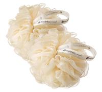 Hydrea London Spa Luxury Bath And Shower Buffers For Cleansing And Exfoliating - 2 Pack Champagne Colour In Cream Cream