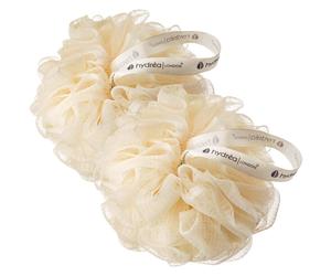 Hydrea London Spa Luxury Bath And Shower Buffers For Cleansing And Exfoliating - 2 Pack Champagne Colour In Cream Cream