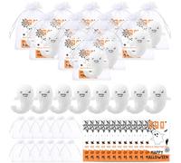 HyDren 12 Sets Emotional Plush Crochet Animal Encouraging Handmade Crochet Gifts Collectible Dolls with Positive Card Organza Bag for Employee Coworker Volunteer (Ghost)