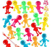 HyDren 216 Pcs Stretchy Bendable Man, Treasure Box Toys for Classroom, Stretchable Smile Figure, Assorted Color Bendable Toys, Carnival Prizes Party Gift Bag Filler Birthday Party Gift Stress Relief
