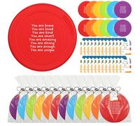 HyDren 24 Sets End of The Year Gifts 7'' Rubber Flying Discs Bulk with Inspirational Cards Fun Flying Disc Toy for End of The Year Graduation Party Favors Summer Gifts Sports Outdoor Activities