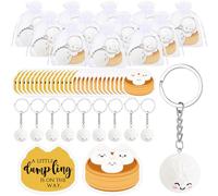 HyDren 30 Sets Dumpling Baby Shower Favors Resin a Little Dumpling Is on The Way Baby Shower Keychain Ornaments Gender Reveal Party Return Gifts for Guest Birthday Chinese Party Decorations