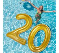 HyDren 48 Inch Inflatable Number Pool Float - Giant Balloon Style Birthday Party Decoration, Summer Outdoor Floating Fun, Large Inflatable Photo Prop for Teens, Adults, Women and Men(20,Gold)