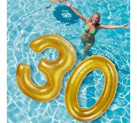HyDren 48 Inch Inflatable Number Pool Float - Giant Balloon Style Birthday Pool Party Decoration, Summer Outdoor Floating Fun, Large Inflatable Photo Prop for Teens, Adults, Women and Men(30,Gold)