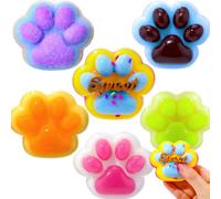 HyDren 6 Pcs Cat Paw Squeeze Large Squeeze Soft Cat Paw Fufu Squeeze Handmade Jelly Kitty Paw Squeeze Pinch Cute Silicone Big Cats Paw Fidget Stress Relief Sensory Toys Gifts (Sweet,TPR)