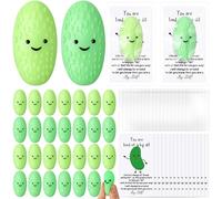HyDren 75 Set Emotional Pickle Stress Ball Gifts Bulk Cute Pickle Squeeze Mini Stress Relief Ball Employee Appreciation Gifts Inspirational Cards for Students Back to School