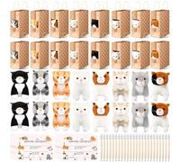 HyDren 96 Pcs Adopt a Pet Party Favors 7'' Stuffed Cat Adopt a Cat Animals Mini Plush Kitten with Paper Box Adoption Card Pencil, Gifts for Kid Boy Girl Pet Birthday Party