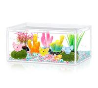 HyDren Axolotl Crafts DIY Tank Glow in The Dark Mini Axolotl Figures Gift for Home Sea Themed Birthday Party Decorations (Vivd)